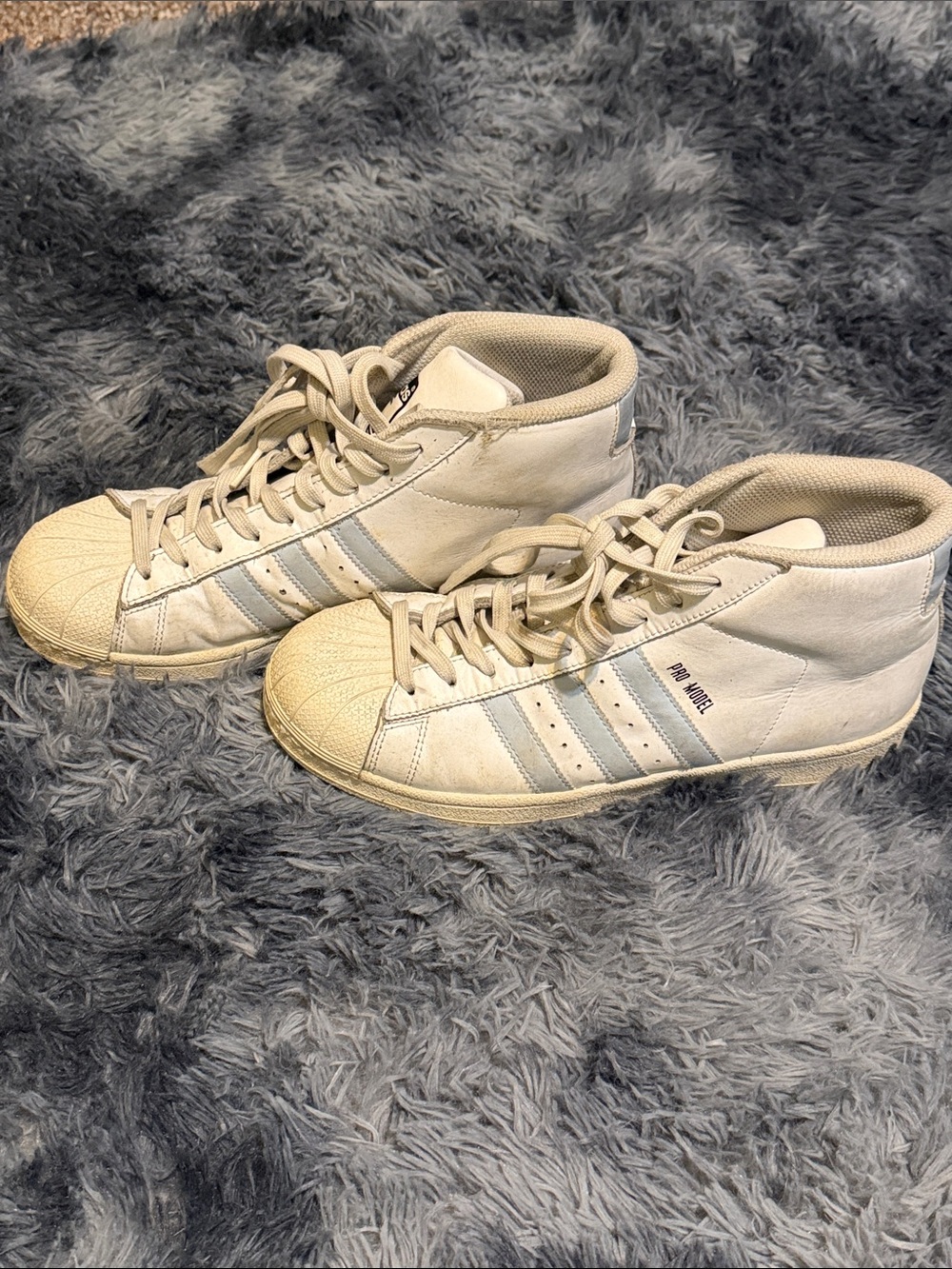 adidas White/Tan Mid-Top Shell-Toe Sneakers